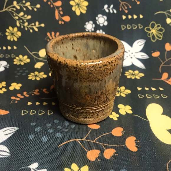 Dining Stoneware Potteryceramic Signed Midcentury Small Tea Cup Vase Heavy Brown Poshmark